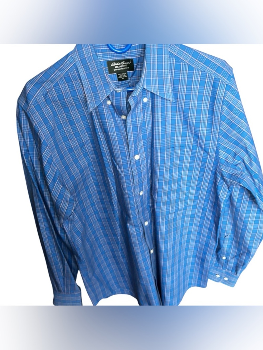 Eddie Bauer Relaxed Fit Wrinkle Resistant 100% Cotton Plaid Dress Shirt
• Medium